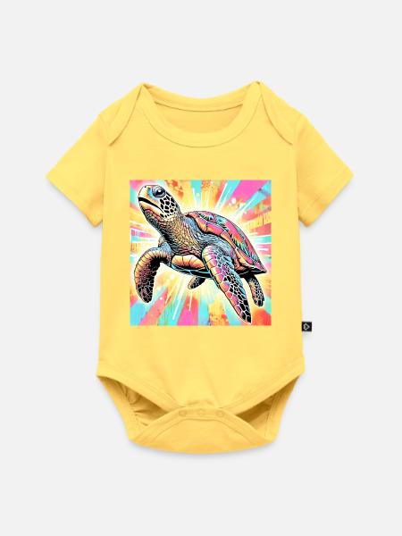 Schildkröte - Baby Premium Kurzarmbody - Pastellgelb
