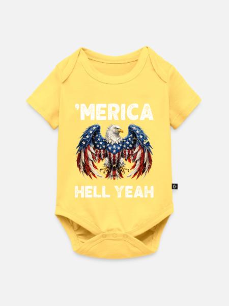 Amerikanischer Adler Patriotismus - Baby Premium Kurzarmbody - Pastellgelb