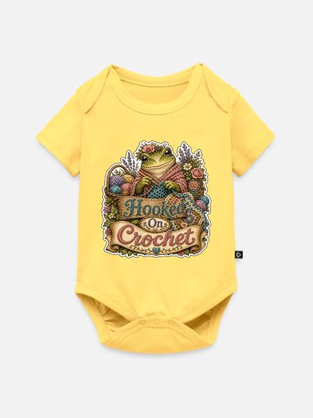 Hooked On Crochet Frosch - Baby Premium Kurzarmbody - Pastellgelb