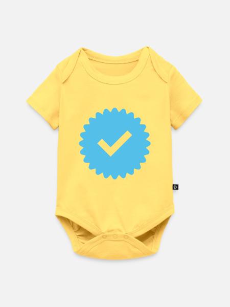 Blue Tick Abzeichen - Baby Premium Kurzarmbody - Pastellgelb