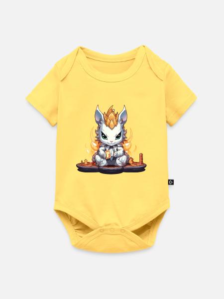 Kartenhäschen im Feuerkranz - Baby Premium Kurzarmbody - Pastellgelb