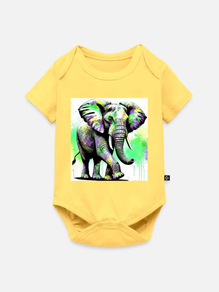 Elefant - Baby Premium Kurzarmbody - Pastellgelb