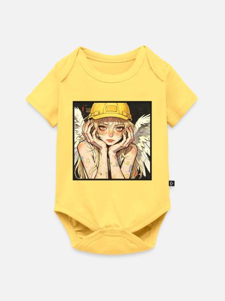 Geflügelter Arbeiter-Träumer - Baby Premium Kurzarmbody - Pastellgelb