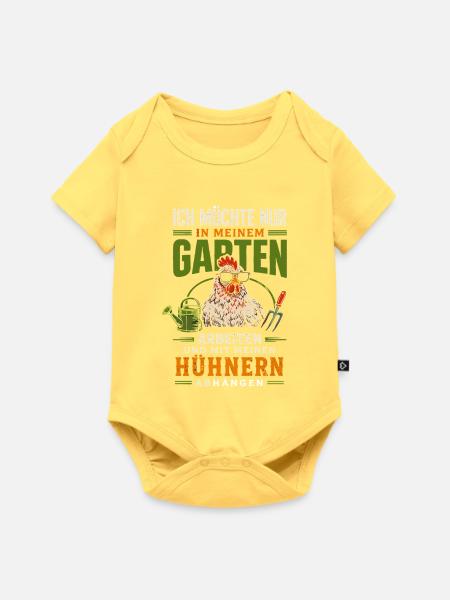 Gartenarbeit mit Hühnern Abhängen - Baby Premium Kurzarmbody - Pastellgelb
