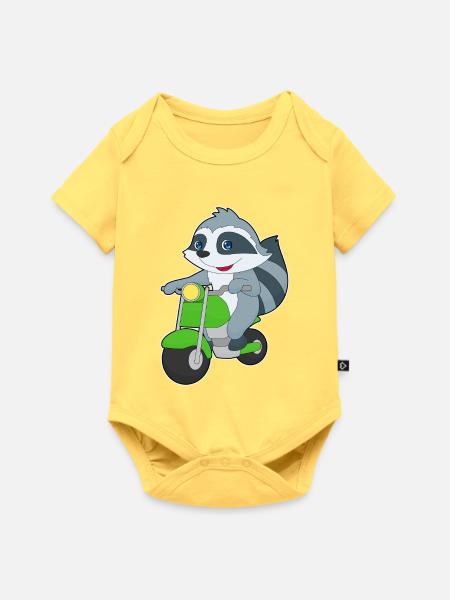 Waschbär Motorroller - Baby Premium Kurzarmbody - Pastellgelb