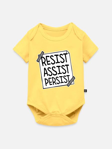 Resist Assist Persist Aktivismus Motivation Logo - Baby Premium Kurzarmbody - Pastellgelb