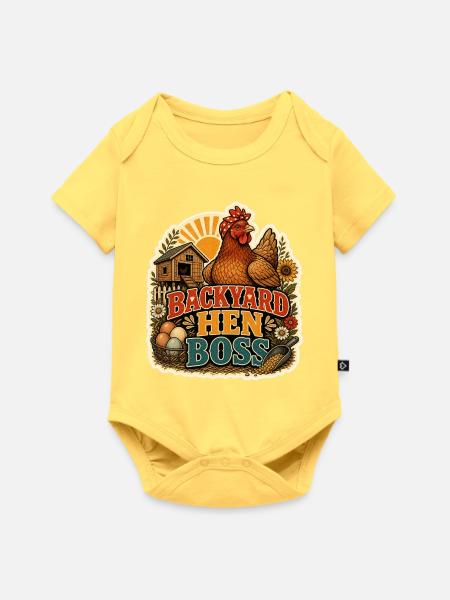BACKYARD HEN - Baby Premium Kurzarmbody - Pastellgelb