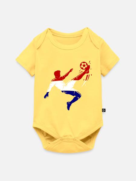 Fallrückzieher Niederlande Fussball - Baby Premium Kurzarmbody - Pastellgelb