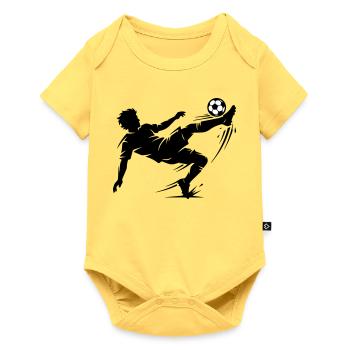Fallrückzieher Fussball Silhouette - Baby Premium Kurzarmbody - Pastellgelb - Vorne