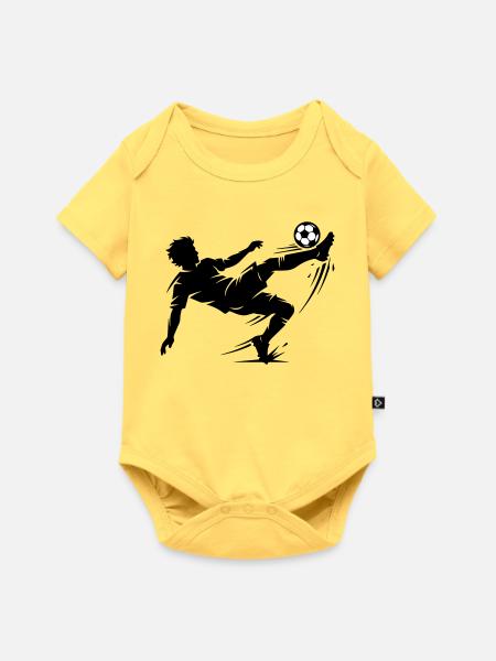 Fallrückzieher Fussball Silhouette - Baby Premium Kurzarmbody - Pastellgelb
