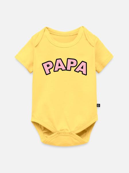 Papa Herzchen Print - Baby Premium Kurzarmbody - Pastellgelb