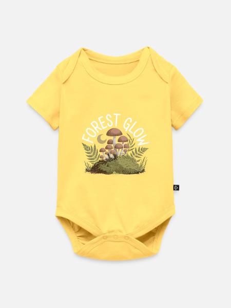 Waldleuchtenpilze im Mondschein - Baby Premium Kurzarmbody - Pastellgelb