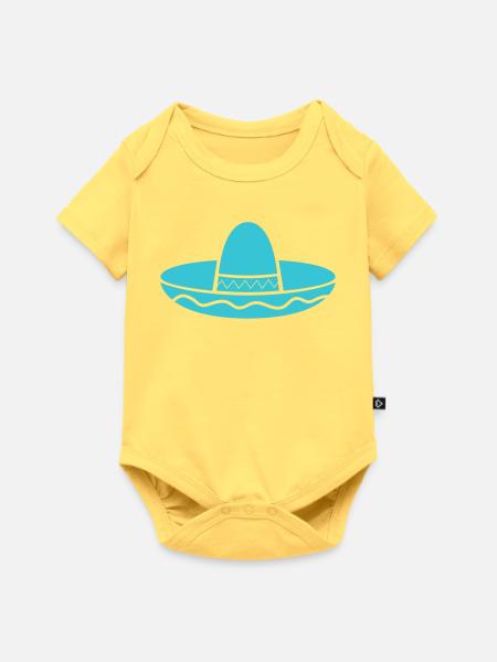 Sombrero Silhouette Aquamarin - Baby Premium Kurzarmbody - Pastellgelb