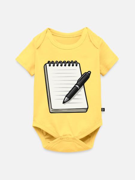 Notizheft - Baby Premium Kurzarmbody - Pastellgelb