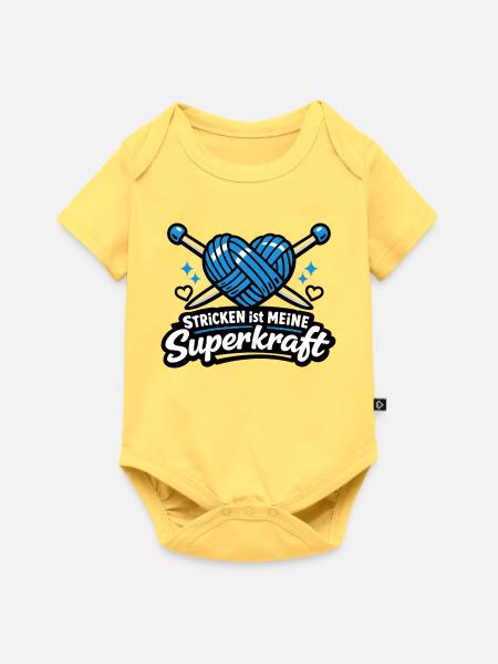 Stricken ist meine Superkraft - Baby Premium Kurzarmbody - Pastellgelb