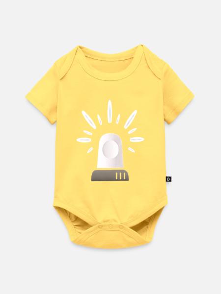 Weiße Sirene Warnleuchte - Baby Premium Kurzarmbody - Pastellgelb