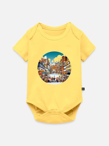 Rundstadt Festszene - Baby Premium Kurzarmbody - Pastellgelb