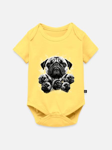 Monochrome Pug Collage - Baby Premium Kurzarmbody - Pastellgelb