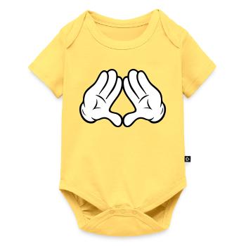 Mains style comique Pyramide Triangle Diamond Diamond - Body à manches courtes Premium Bébé - jaune pastel - Devant