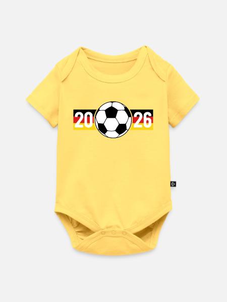 Fußball Banner 2026 - Baby Premium Kurzarmbody - Pastellgelb