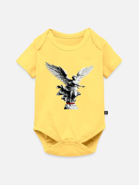 Engelstatue Schwarzweiß Eleganz - Baby Premium Kurzarmbody - Pastellgelb