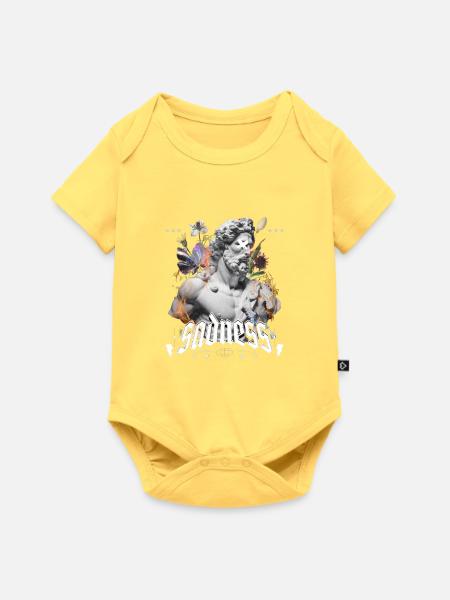 Trauermotiv Statue mit Schmetterlingen - Baby Premium Kurzarmbody - Pastellgelb