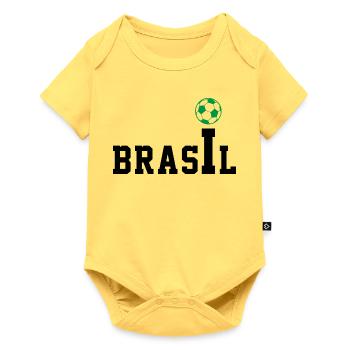 Brasil College Schriftzug Fussball Shirt - Baby Premium Kurzarmbody - Pastellgelb - Vorne