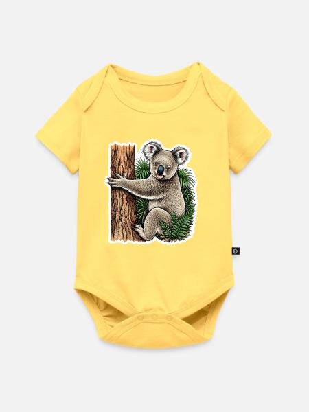 Koala auf dem Baum - Baby Premium Kurzarmbody - Pastellgelb
