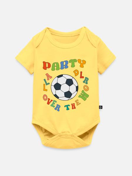 Kunterbunte Fußballparty Weltweit - Baby Premium Kurzarmbody - Pastellgelb