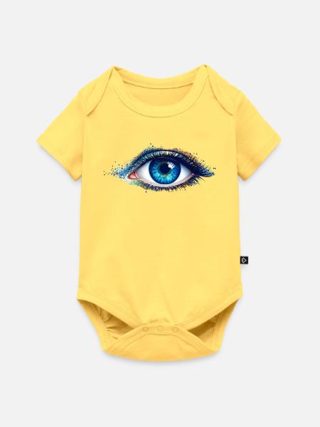 Blaues Auge Farbenspiel - Baby Premium Kurzarmbody - Pastellgelb