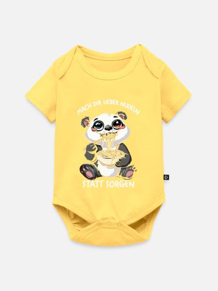 Panda Nudeln: Sorgen Adé - Baby Premium Kurzarmbody - Pastellgelb