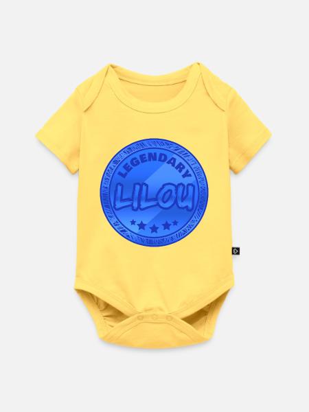 Legendäres LLOU Abzeichen Design - Baby Premium Kurzarmbody - Pastellgelb