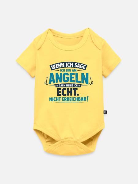 Angeln Ruhemodus – Nicht erreichbar - Baby Premium Kurzarmbody - Pastellgelb