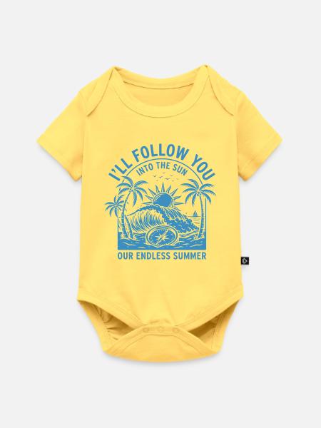 Endlose Sommersonnenlandschaft - Baby Premium Kurzarmbody - Pastellgelb