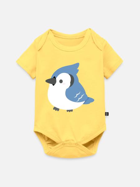 Blue Jay Chick Cartoon - Baby Premium Kurzarmbody - Pastellgelb