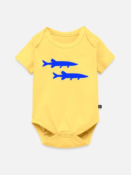 Hecht Fisch - Baby Premium Kurzarmbody - Pastellgelb