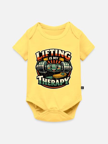 Heben ist meine Therapie - Baby Premium Kurzarmbody - Pastellgelb