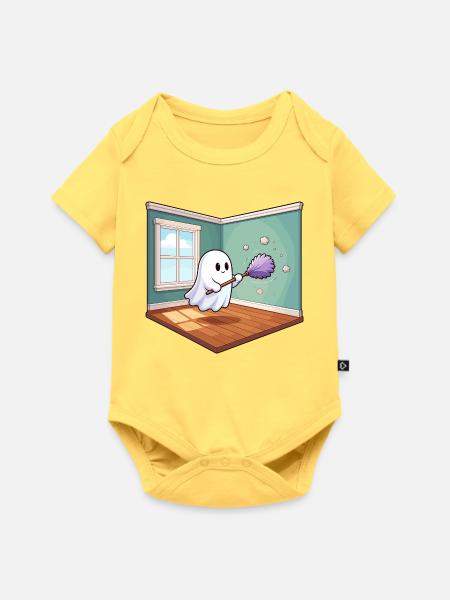 Putzgeist im Wohnzimmer - Baby Premium Kurzarmbody - Pastellgelb