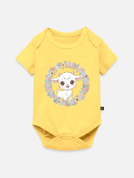 Ziege - Baby Premium Kurzarmbody - Pastellgelb