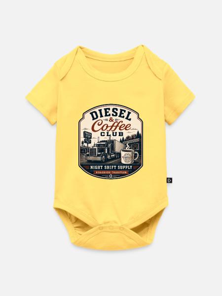 Diesel & Coffee Trucker Design - Baby Premium Kurzarmbody - Pastellgelb