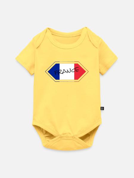 Französische Flagge Handschrift - Baby Premium Kurzarmbody - Pastellgelb