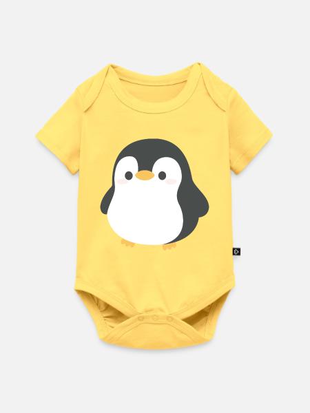 Chibi-Pinguin-Silhouette - Baby Premium Kurzarmbody - Pastellgelb