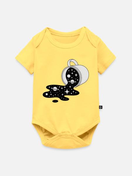 Cosmic Spill Galaxy Pour - Baby Premium Kurzarmbody - Pastellgelb