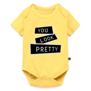Tu as l’air assez drôle, complément Logo de l’amour de soi - Body à manches courtes Premium Bébé - jaune pastel - Devant