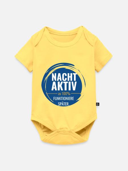 Nachtaktiv – Zu 100% funktioniere später - Baby Premium Kurzarmbody - Pastellgelb