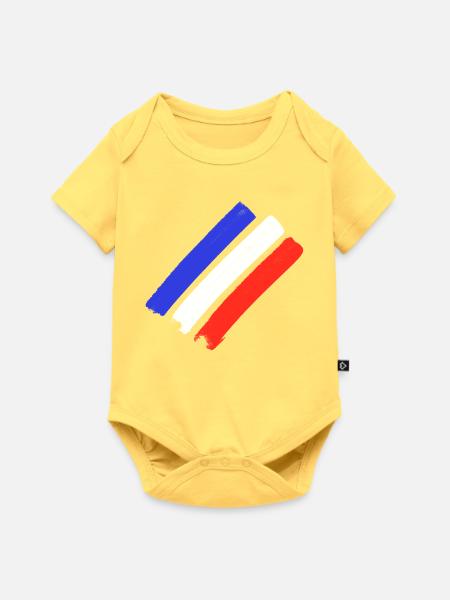 Frankreich Flagge - Streifen - Baby Premium Kurzarmbody - Pastellgelb