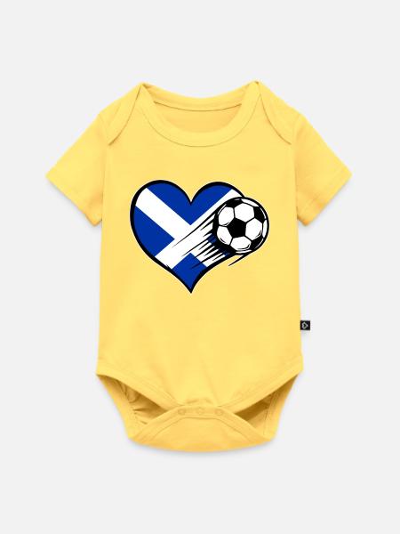 Schottland Flagge Fußball mit Herz - Baby Premium Kurzarmbody - Pastellgelb