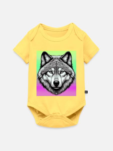Wolf - Baby Premium Kurzarmbody - Pastellgelb