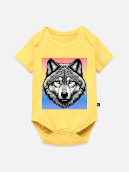 Wolf - Baby Premium Kurzarmbody - Pastellgelb