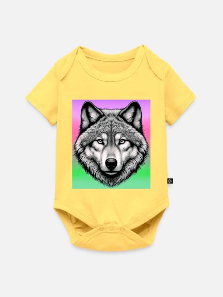 Wolf - Baby Premium Kurzarmbody - Pastellgelb